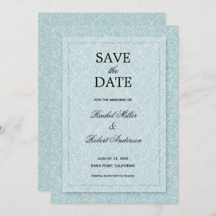 Floral Dusty Blue Save The Date
