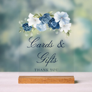 Floral Dusty Blue Script Cards und Geschenke Acrylschild