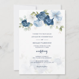 Floral Dusty Blue Wedding Einladung