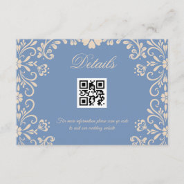 Floral Dusty Blue Wedding Qr Codedetails Begleitkarte