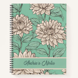 Floral Dusty Gray Dahlia Personalisiertes Notebook Notizbuch