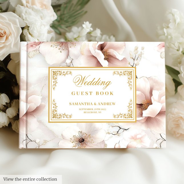Floral Dusty Pink Ivory Gold Wedding Gästebuch (Floral Dusty Pink Ivory Gold Wedding Guest Book

)