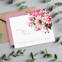 Floral Dusty Pink Wildblume Sommer Save the Date