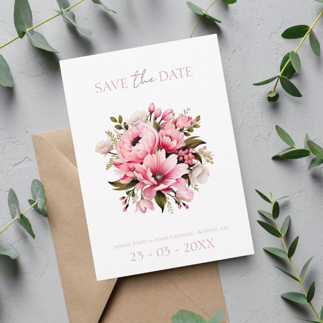 Floral Dusty Pink Wildblume Sommergarten Hochzeit Save The Date (Von Creator hochgeladen)