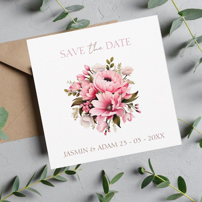 Floral Dusty Pink Wildblume Sommergarten Hochzeit Save The Date (Von Creator hochgeladen)