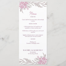 Floral Dusty Rose Blush Burgundy Wedding Menu
