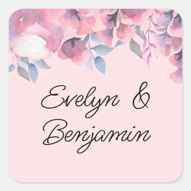 Floral Dusty Rose Quadratischer Aufkleber (Vorderseite)