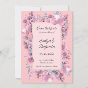 Floral Dusty Rose Save The Date