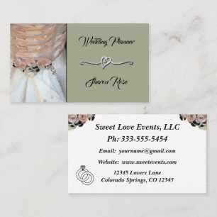 Floral Dusty Sage Wedding Planner Business Card Visitenkarte