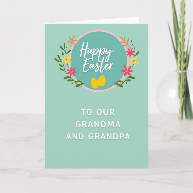 Floral Easter Grandma Grandpa Card Karte (Vorderseite)