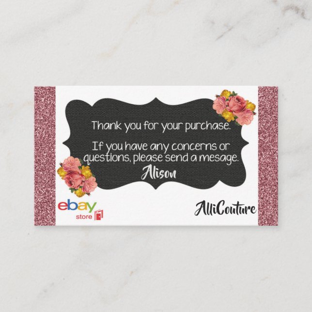 Floral eBay Store Business Cards Packing Slips Visitenkarte (Vorderseite)