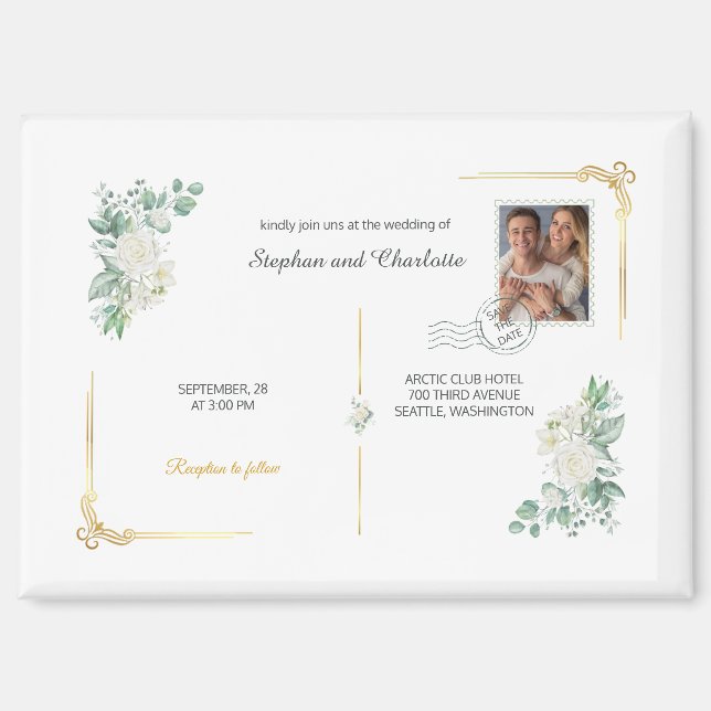 Floral editable Save the Date magnet (Vorderseite)