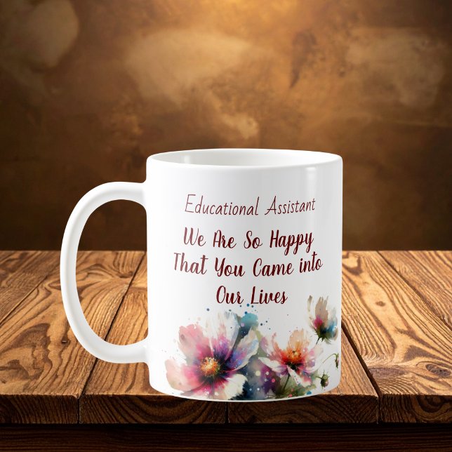  Floral Educational Assistant Pink  Personalize Kaffeetasse (Von Creator hochgeladen)