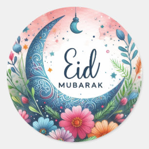 Floral Eid Mibarak Runder Aufkleber