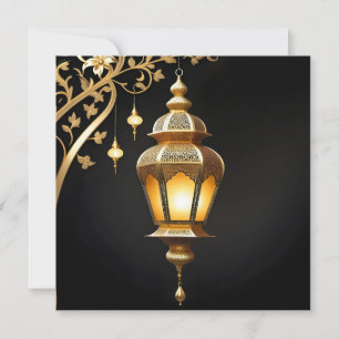 Floral Eid Mubarak Islamisches Laternenschwarzes G Feiertagskarte