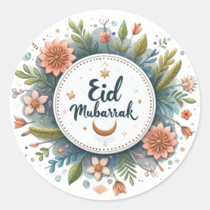 Floral Eid Mubarak Runder Aufkleber