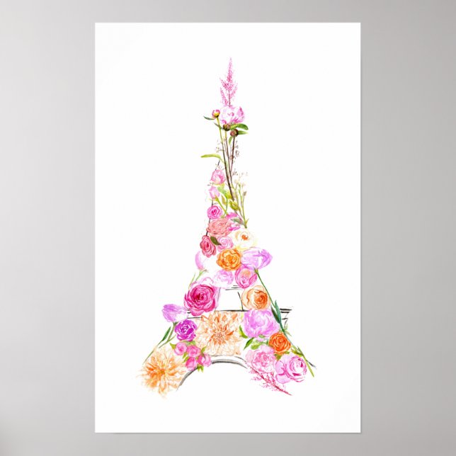 Floral eiffel Turm Poster (Vorne)