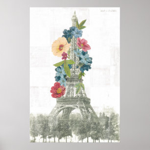 Floral Eiffelturm   Paris, Frankreich Poster