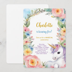 Floral Einhorn Geburtstag Einladung
