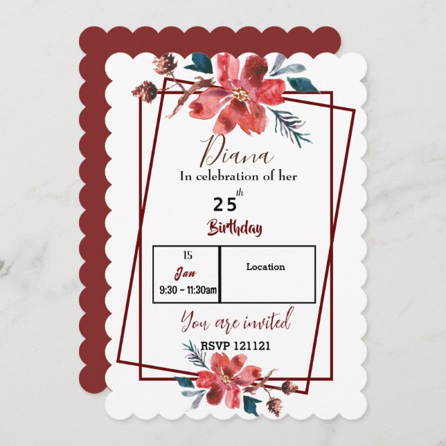 floral einladung (Vorne/Hinten)