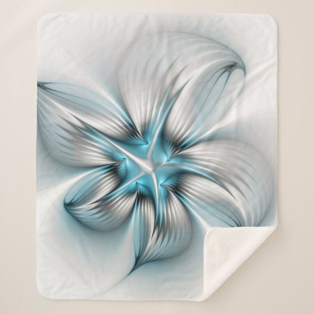 Floral Elegance Modern Abstract Blue Fractal Art Sherpadecke (Vorderseite)