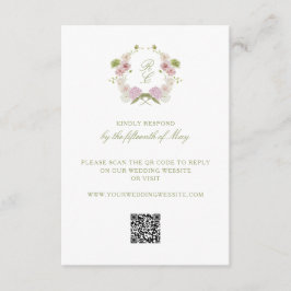 Floral Elegance Monogram Crest Wedding Begleitkarte