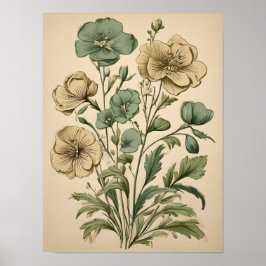 Floral Elegance Noir Poster