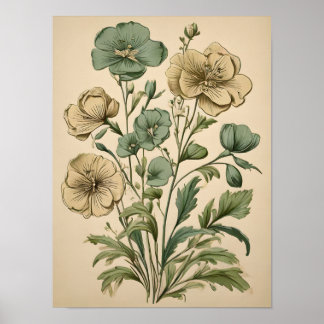 Floral Elegance Noir Poster