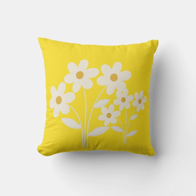 Floral Elegance Pillow - Bold Blume auf Warmes Gel Kissen (Vorderseite)
