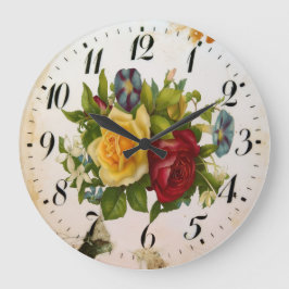 Floral Elegance Round Acrylic Wall Clock Große Wanduhr
