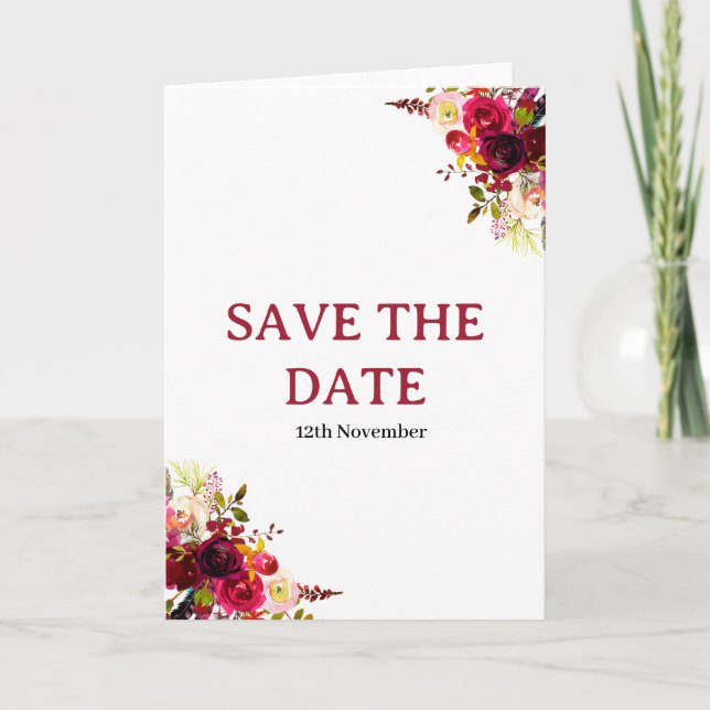 Floral Elegance Save the Date Karte (Vorderseite)