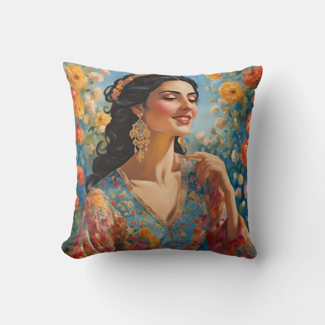 Floral Elegance Square Pillow - Lebhafte Wohngesta Kissen (Vorderseite)
