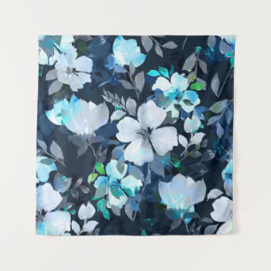 Floral Elegance Wasserfarbenes Muster Wandteppich