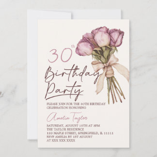 Floral Elegant 30. Geburtstag Einladung