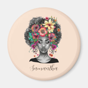 Floral Elegant Afro Frau Magnet