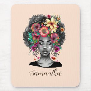 Floral Elegant Afro Frau Mousepad