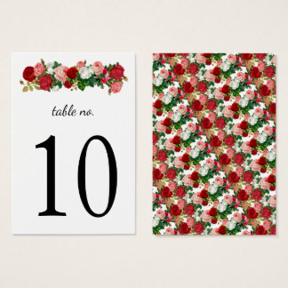 Floral Elegant Calligraphy Burgundy Tischnummer