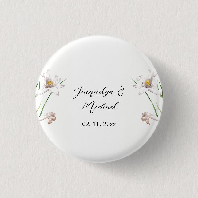 Floral Elegant Chic Niedliche Kalligrafie Name Button (Vorderseite)