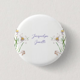Floral Elegant Chic Niedliche Kalligrafie Name Button