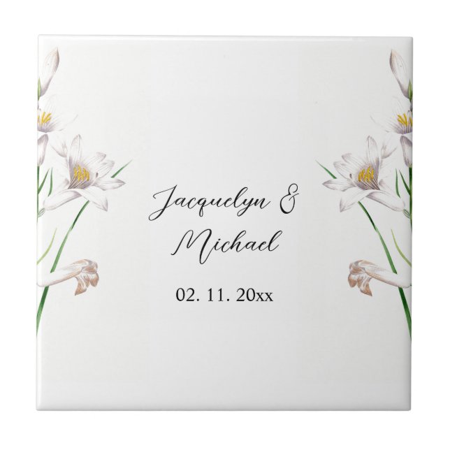 Floral Elegant Chic Niedliche Kalligrafie Name Fliese (Vorderseite)