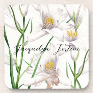 Floral Elegant Chic Niedliche Kalligrafie Name Getränkeuntersetzer