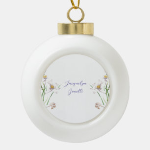 Floral Elegant Chic Niedliche Kalligrafie Name Keramik Kugel-Ornament