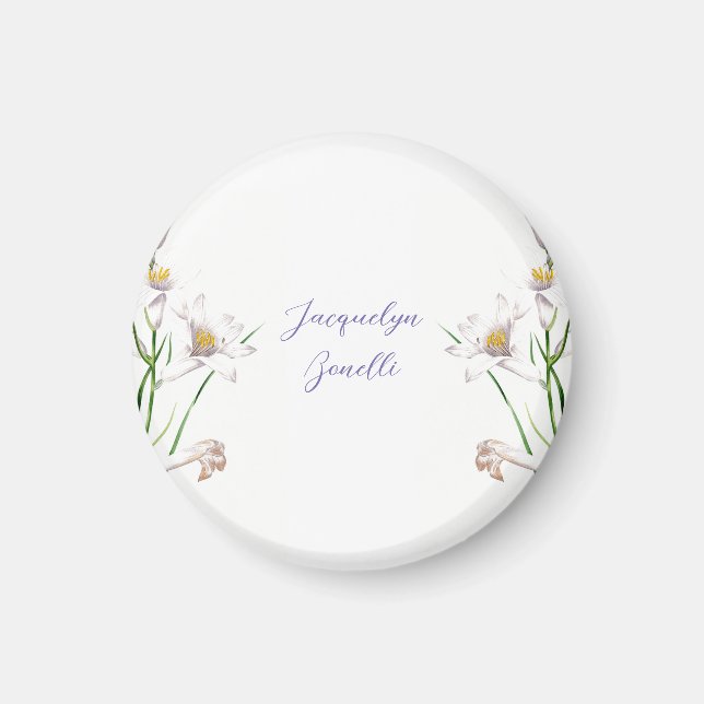 Floral Elegant Chic Niedliche Kalligrafie Name Magnet (Vorne)