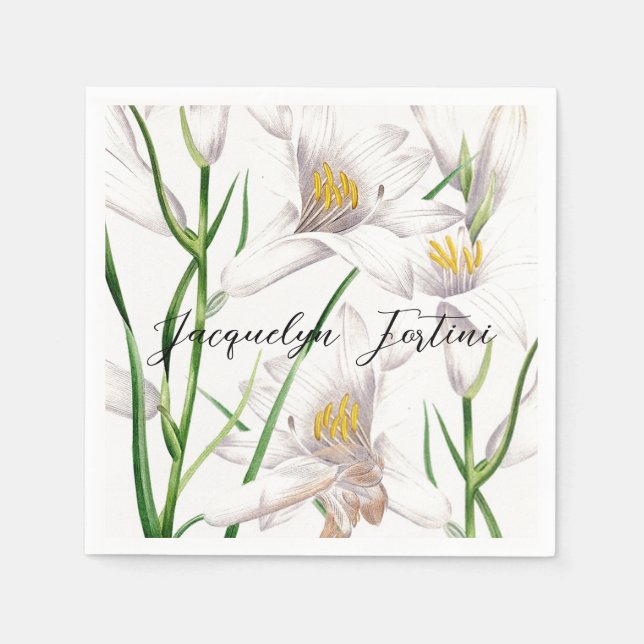 Floral Elegant Chic Niedliche Kalligrafie Name Serviette (Vorderseite)