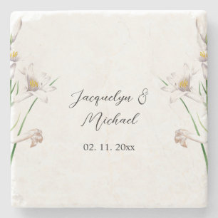 Floral Elegant Chic Niedliche Kalligrafie Name Steinuntersetzer