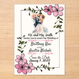 Floral Elegant Couple Wedding Invitation Acryleinladungen
