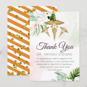 Floral Elegant Doctor   Krankenversicherung Dankes Dankeskarte