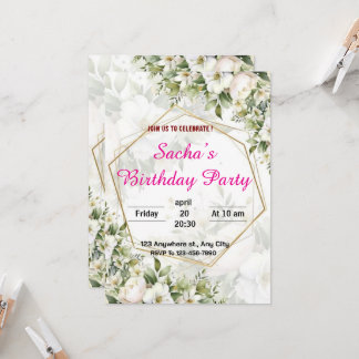 Floral Elegant Geburtstagsparty Einladung