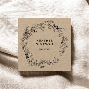 Floral Elegant Girly Kraft Quadratische Visitenkarte
