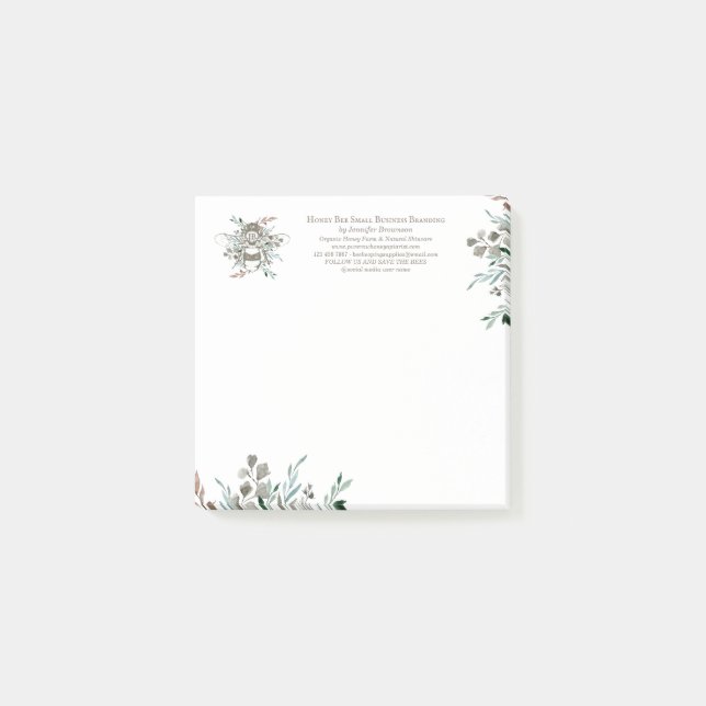 Floral Elegant Honey Bee Apiary Vintage Post-it Klebezettel (Vorderseite)